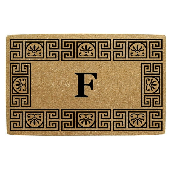 Heavy Duty Coir Door Mat Greco, Monogram F - 18" x 30"