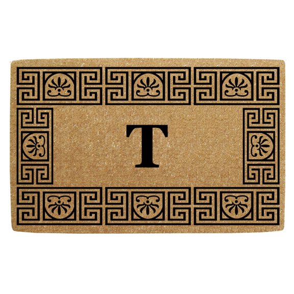 Heavy Duty Coir Door Mat Greco, Monogram T - 24" x 39"