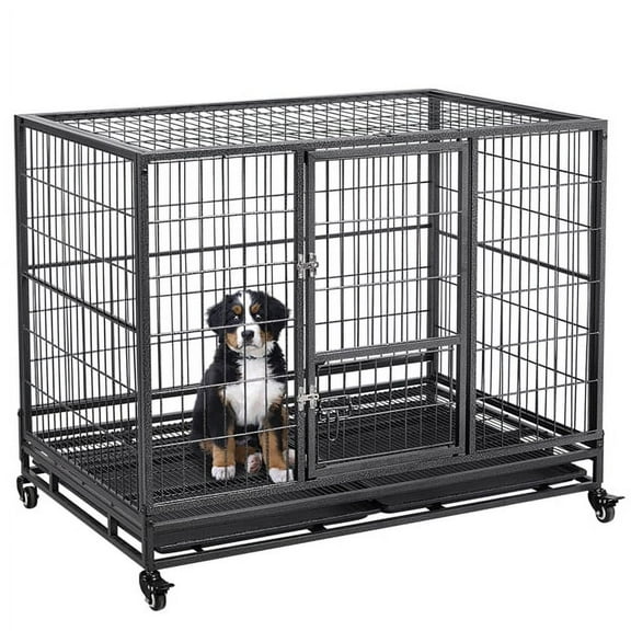 Heavy Duty Collapsible Dog Kennel and Crate Pet Playpen Indoor Outdoor Black