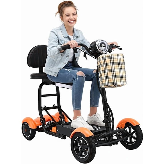 Heavy Duty Collapsible Electric Scooter for Adults and Seniors with a Child Seat, 330 lb Capacity - Matte Orange