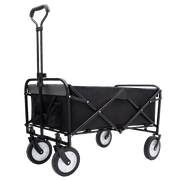 Collapsible Foldable Wagon Cart with strapping system Beach Wagon Utility Cart Utility Wagon Grocery Cart for for Camping Shopping Sports Gardeing Fishing Supports 360lbs All- Wheels black as Pic