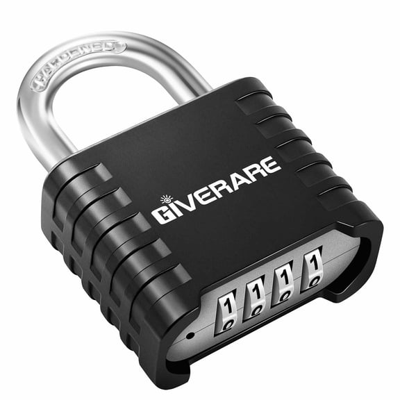 Heavy Duty Combination Padlock 4-Digit, Large Outdoor Lock Metal, Alloy Locks with Hardened Steel Shackle, High Security Weatherproof Padlocks for Gym, School, Locker, Fence, Gate, Hasp, Case-Black