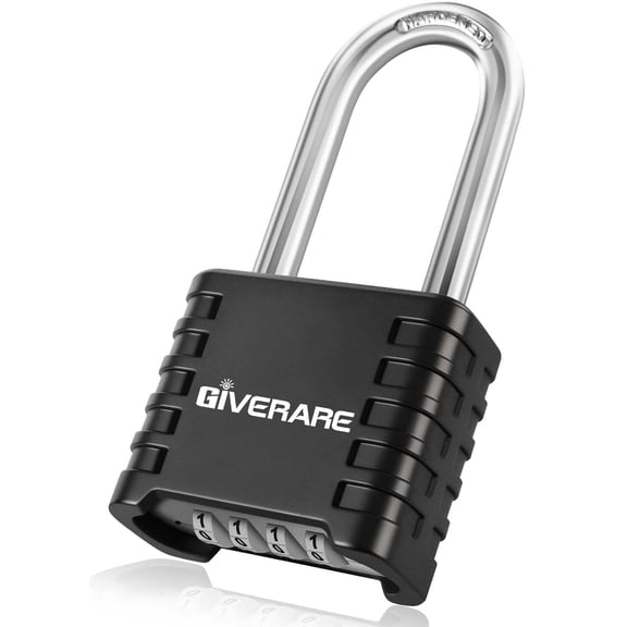 Heavy Duty Combination Lock, 4 Digit Padlock Metal Outdoor, Weatherproof Alloy Locks One-Touch Unlocking, High Security Large Padlocks for Sheds, Fence, Gate Hasps, Storage Unit-Black