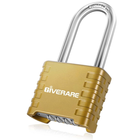 Heavy Duty Combination Padlock 4-Digit, Large Outdoor Lock Metal, Alloy Locks with Long Hardened Steel Shackle, High Security Weatherproof Padlocks for Gym, School, Locker, Fence, Gate, Hasp-Yellow