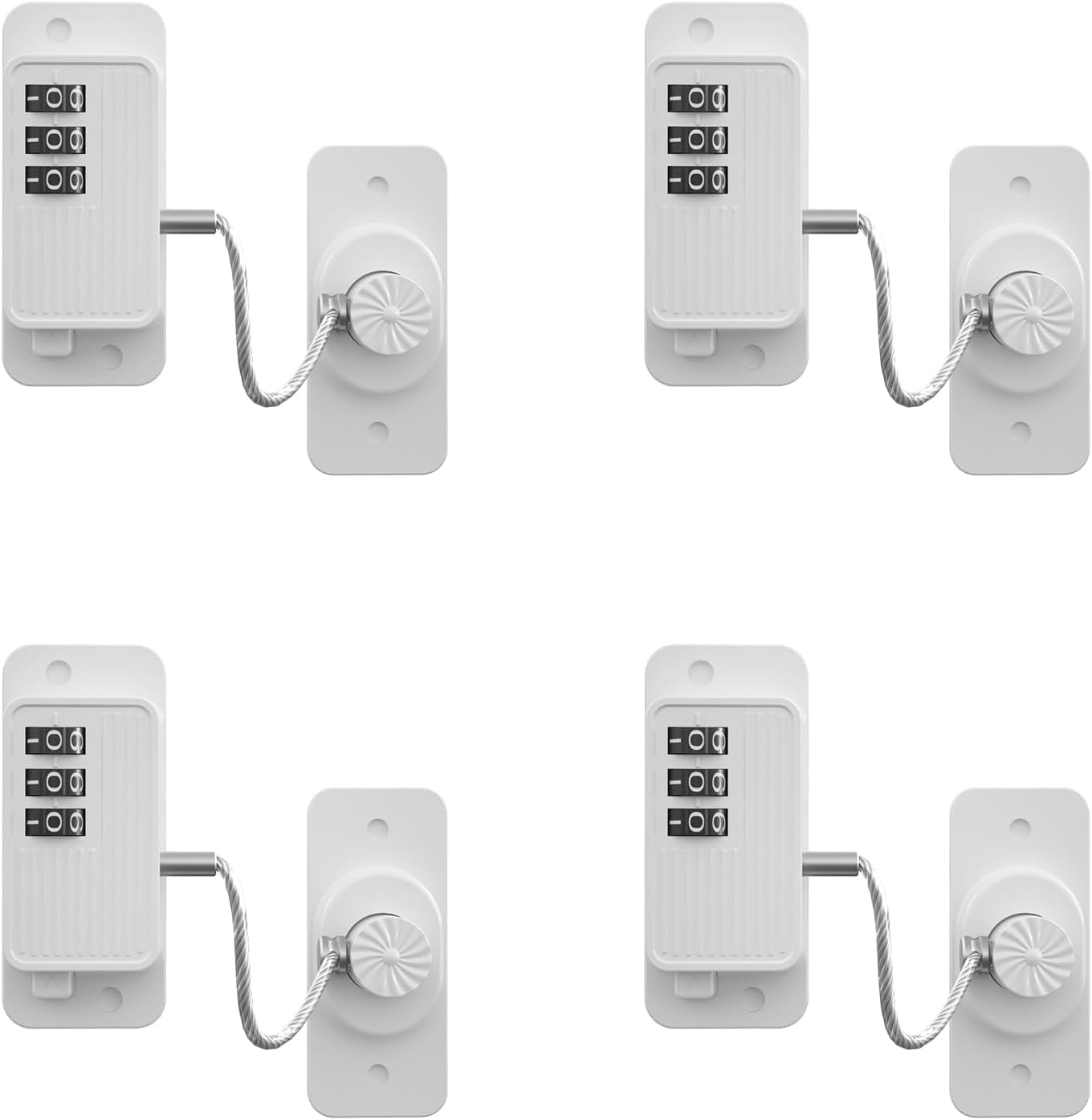 ABCISI Heavy Duty Combination Refrigerator Lock (4 Pack) - Cabinet Locks Baby Proofing, No Drilling Adhesive Fridge Locks, for Fridge, Cabinets, Drawers, Window and Child Safety Cabinet Lock