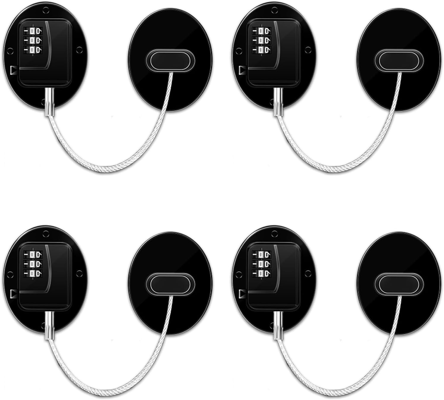 ABCISI Heavy Duty Combination Refrigerator Lock (4 Pack) - Fridge Lock for Fridge, Cabinets, Drawers, Window and Cabinet Locks Baby Proofing, Strong Non-Marking Adhesive No Drilling (Black)