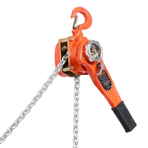 Heavy Duty Come Along Hand Chain Hoist, 3/4T Capacity 1650LBS, 5FT Lift, Dual Pawl Safety Brake, 360 Rotating Hooks, G80 Alloy Steel Chain for Garage, Construction, Warehouse
