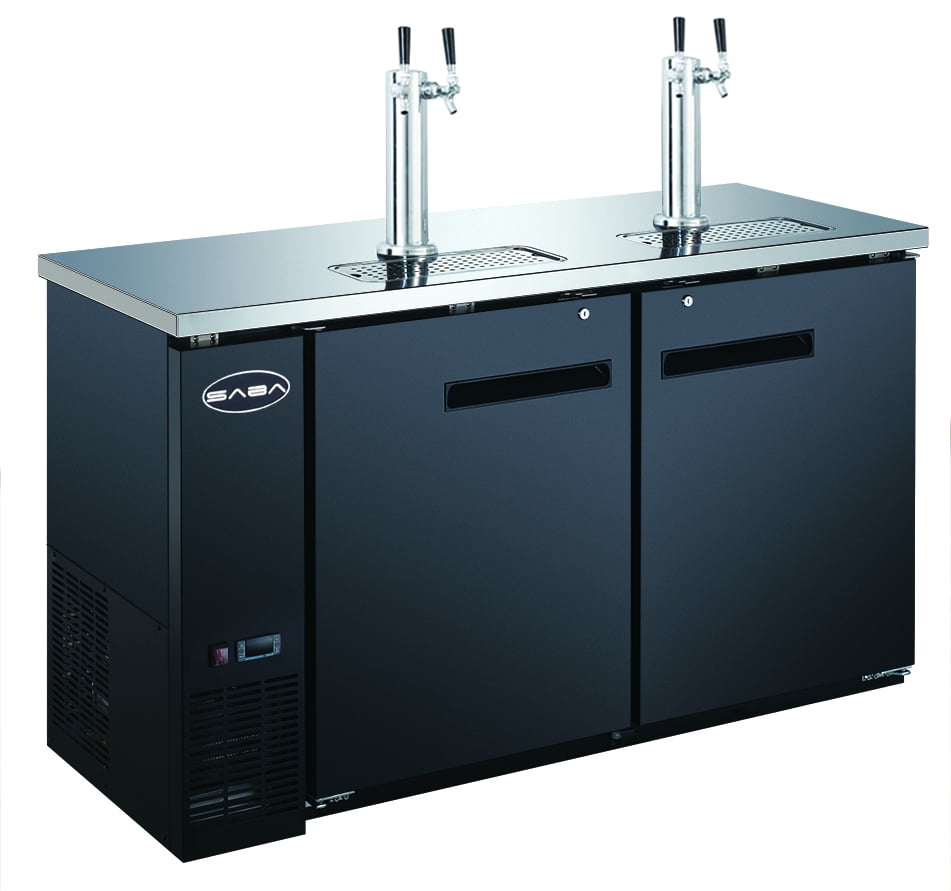 Heavy Duty Commercial 2 Tap Black Beer Dispenser (24" depth 60" length)