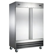 Heavy Duty Commercial 47 cu ft Solid Stainless Steel Reach-In Freezer 2 Door