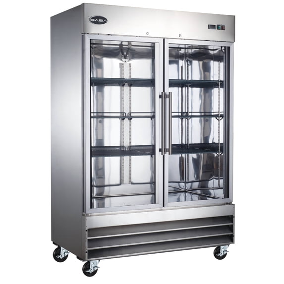Heavy Duty Commercial 47 cu ft Stainless Steel Glass Door Reach-In Freezer (2 Door)