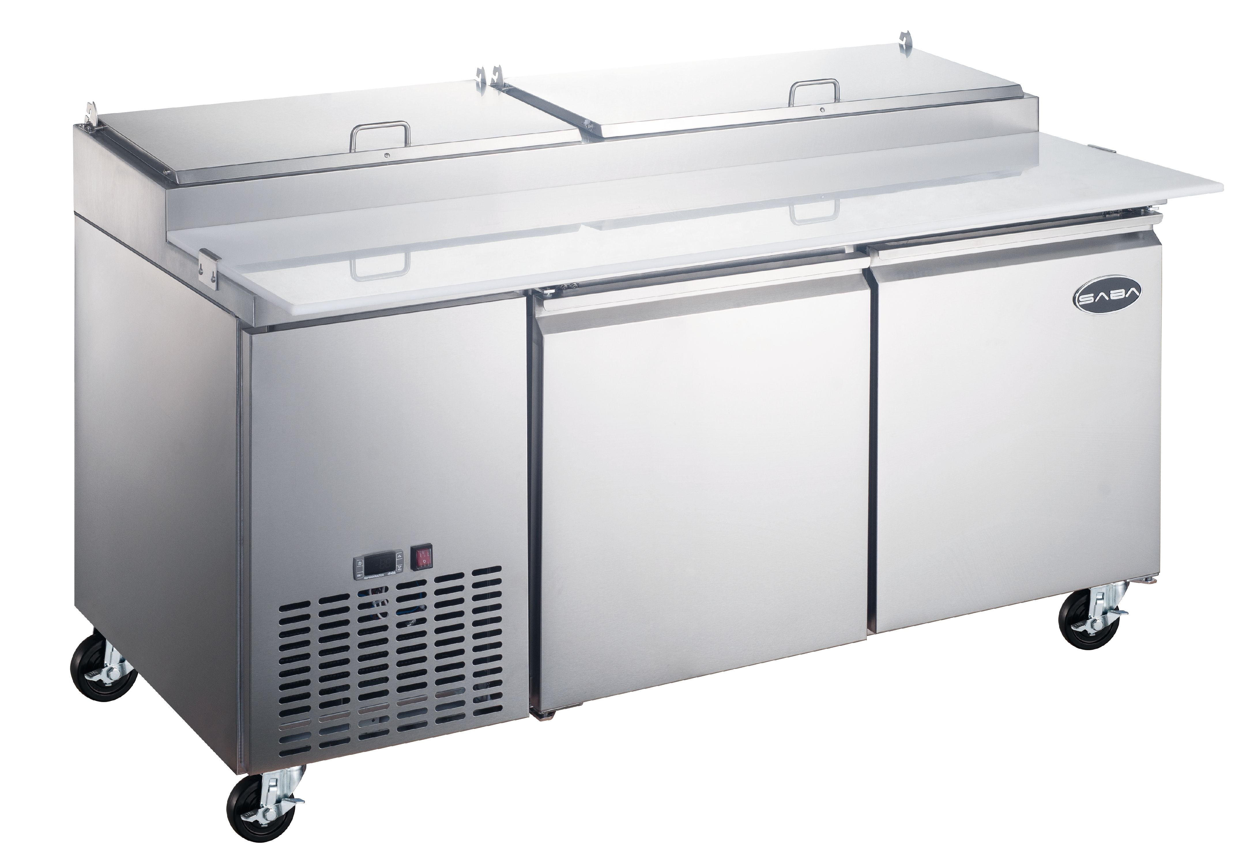 Heavy Duty Commercial 67" (2 Door) Pizza Prep Table Refrigerator
