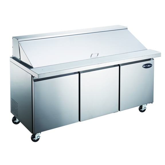 Heavy Duty Commercial 72" (3 Door) Mega Salad Prep Table Refrigerator