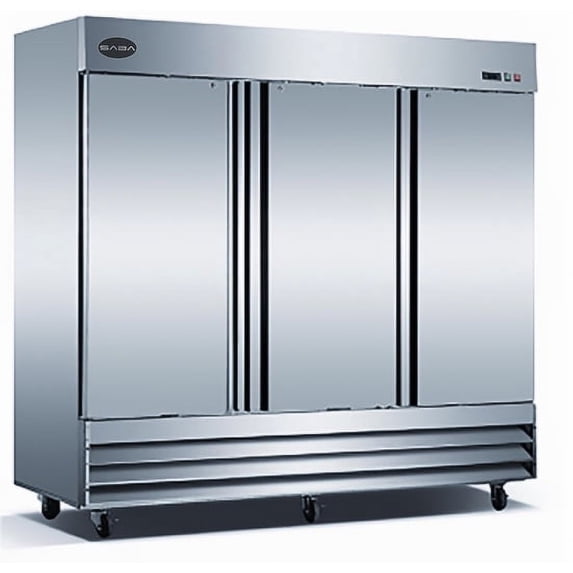 Heavy Duty Commercial 72 cu ft Solid Stainless Steel Reach-In Refrigerator (3 Doors)