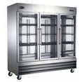 thumbnail image 1 of Heavy Duty Commercial 72 cu ft Stainless Steel Glass Door Reach-In Refrigerator (3 Door), 1 of 7