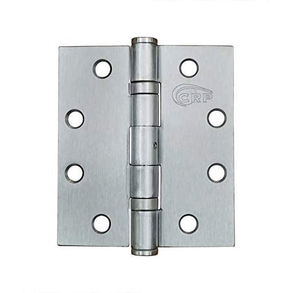 Heavy Duty Commercial Ball Bearing Door Hinges - 4.5" Inch x 4" Inch - Satin Chrome - Non Removable Pin - 2 Pack
