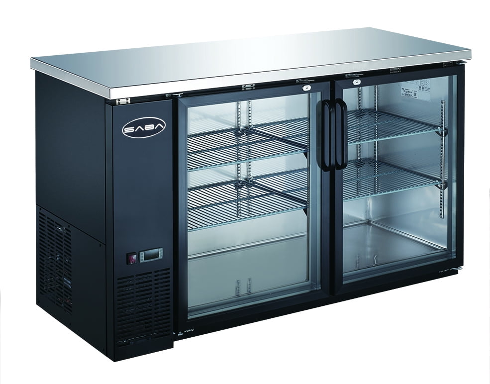Heavy Duty Commercial Black Back Bar Cooler with 2 Glass Doors (24" depth 60" length)