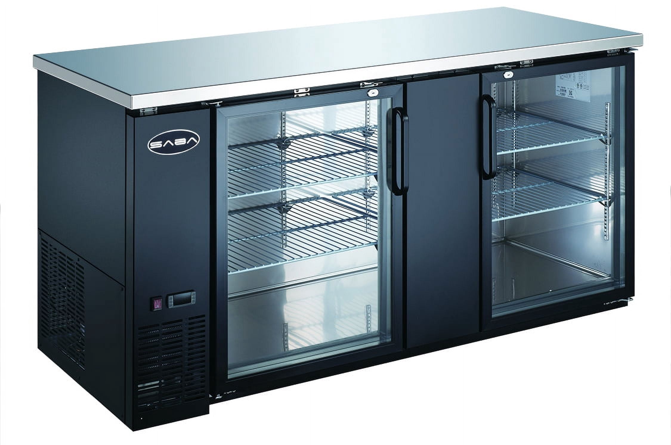 Heavy Duty Commercial Black Back Bar Cooler with 2 Glass Doors (27" depth 69" length)