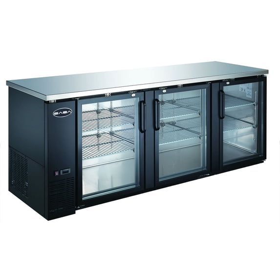 Heavy Duty Commercial Black Back Bar Cooler with 2 Glass Doors (27" depth 90" length)