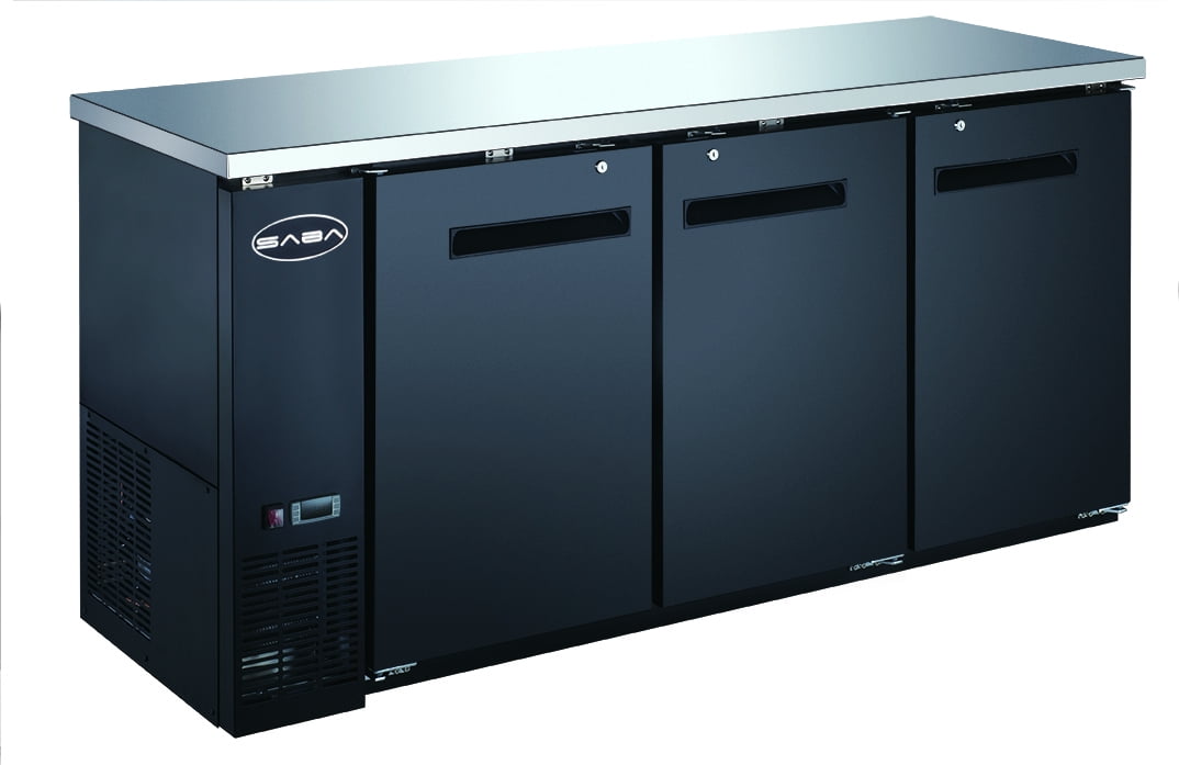 Heavy Duty Commercial Black Back Bar Cooler with 3 solid doors (24" depth 72" length)