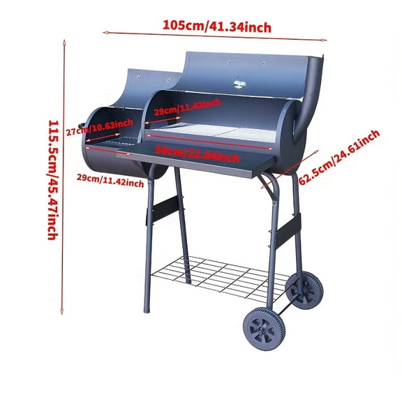 Heavy-Duty Commercial Charcoal Grill - Large Outdoor BBQ Grill with Open Flame Design, Sturdy Iron Construction for Restaurants, Catering, Backyard, Patio, Tailgating