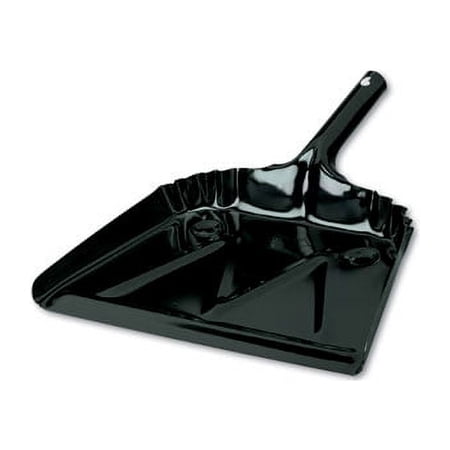 Heavy-Duty Commercial Dust Pan, 16 X 15.5, 5.38" Handle, 20-Gauge Steel, Black | Bundle of 10 Each