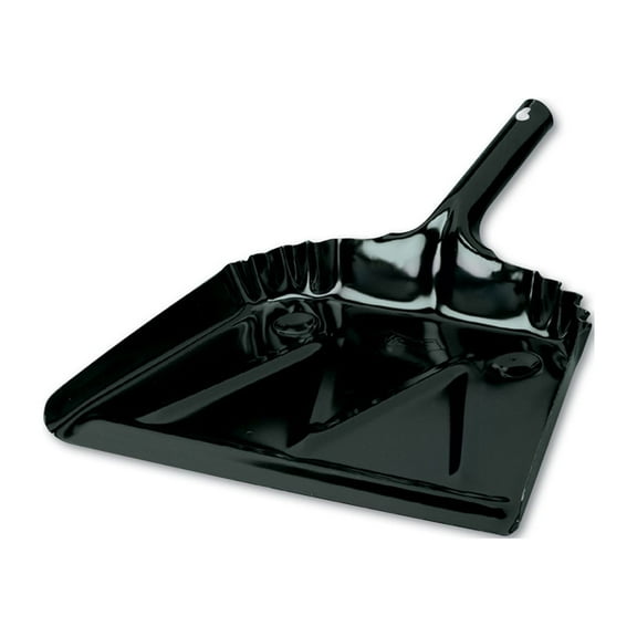Heavy-Duty Commercial Dust Pan, 16 X 15.5, 5.38" Handle, 20-Gauge Steel, Black | Bundle of 5 Each