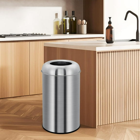 Heavy Duty Commercial Grade Kitchen Trash Can - 13 Gallon/50L Round Stainless Steel Bin with Removable Inner Wastebasket - Open Top Recycling Container for Home, Office, Restaurant, Indoor Outdoor