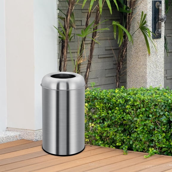 Heavy Duty Commercial Grade Kitchen Trash Can - 13 Gallon/50L Round Stainless Steel Bin with Removable Inner Wastebasket - Open Top Recycling Container for Home, Office, Restaurant, Indoor Outdoor