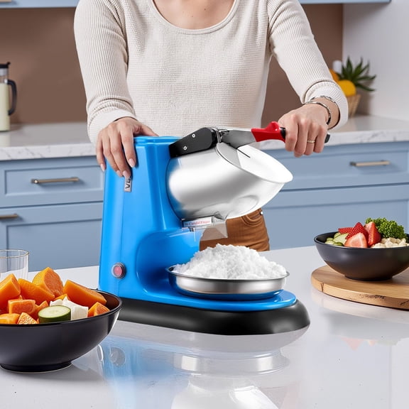 Heavy Duty Commercial Ice Crusher - 220LBS/H Electric Snow Cone & Shaved Ice Machine, Blue