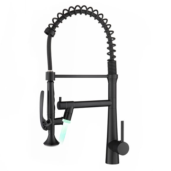 HeavyDuty Commercial Kitchen Sink Faucet PreRinse Spring Pull Down Sprayer Single Lever Solid Brass Matte Black High Arc Tap