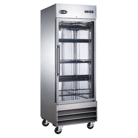 Heavy Duty Commercial Stainless Steel 23 cu ft Glass Door Reach-In Refrigerator (1 Door)