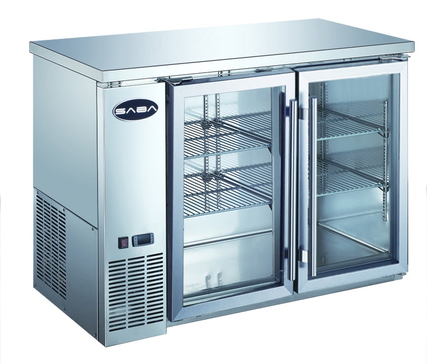 Heavy Duty Commercial Stainless Steel Back Bar Cooler with 2 glass doors (24" depth 48" length)