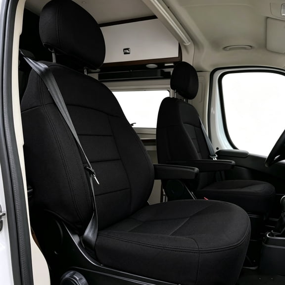 Heavy-Duty Composite Fabric Seat Covers for Dodge Promaster Van 2013-2024,Protector Interior Accessories,Not Applicable to Seats with Integrated Seat Belts,Waterproof & Machine Washable-Black