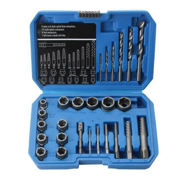 Heavy Duty Comprehensive Bolt Extraction Nut Removal Tool Set 26 Piece Set Includes Precise Alloy Drill Bit And Adapter