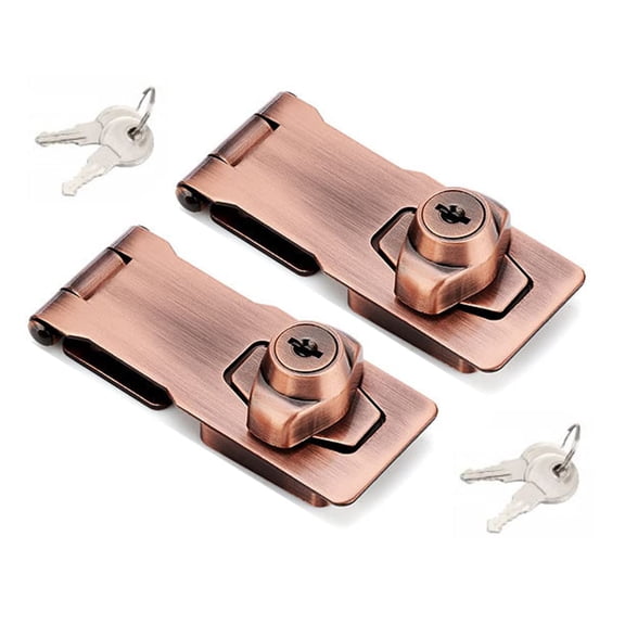 Heavy Duty Concealed Safety Hasp Lock, 2 PCS Hinge Keyed, Flexible Link,Steel+Zinc Alloy, Indoor & Outdoor Use
