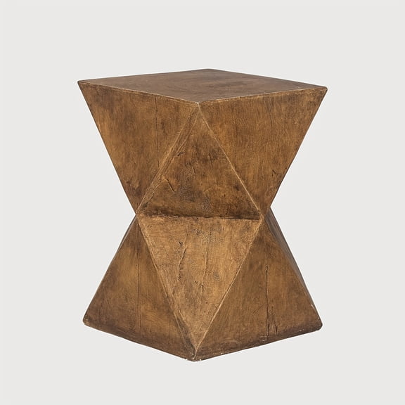 Heavy-Duty Concrete Accent Table - No Assembly Needed, Brown Indoor/Outdoor Side Table, Patio Stool,  Stand with Triangular base - for Living Room, Garden, Balcony - Modern Home Decor Furniture,