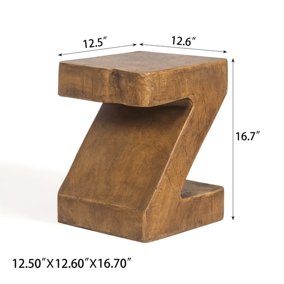 Heavy-Duty Concrete Accent Table - No Assembly Needed, Brown Indoor/Outdoor Side Table, Patio Stool, Stand with Triangular base - for Living Room, Garden, Balcony - Modern Home Decor Furniture,