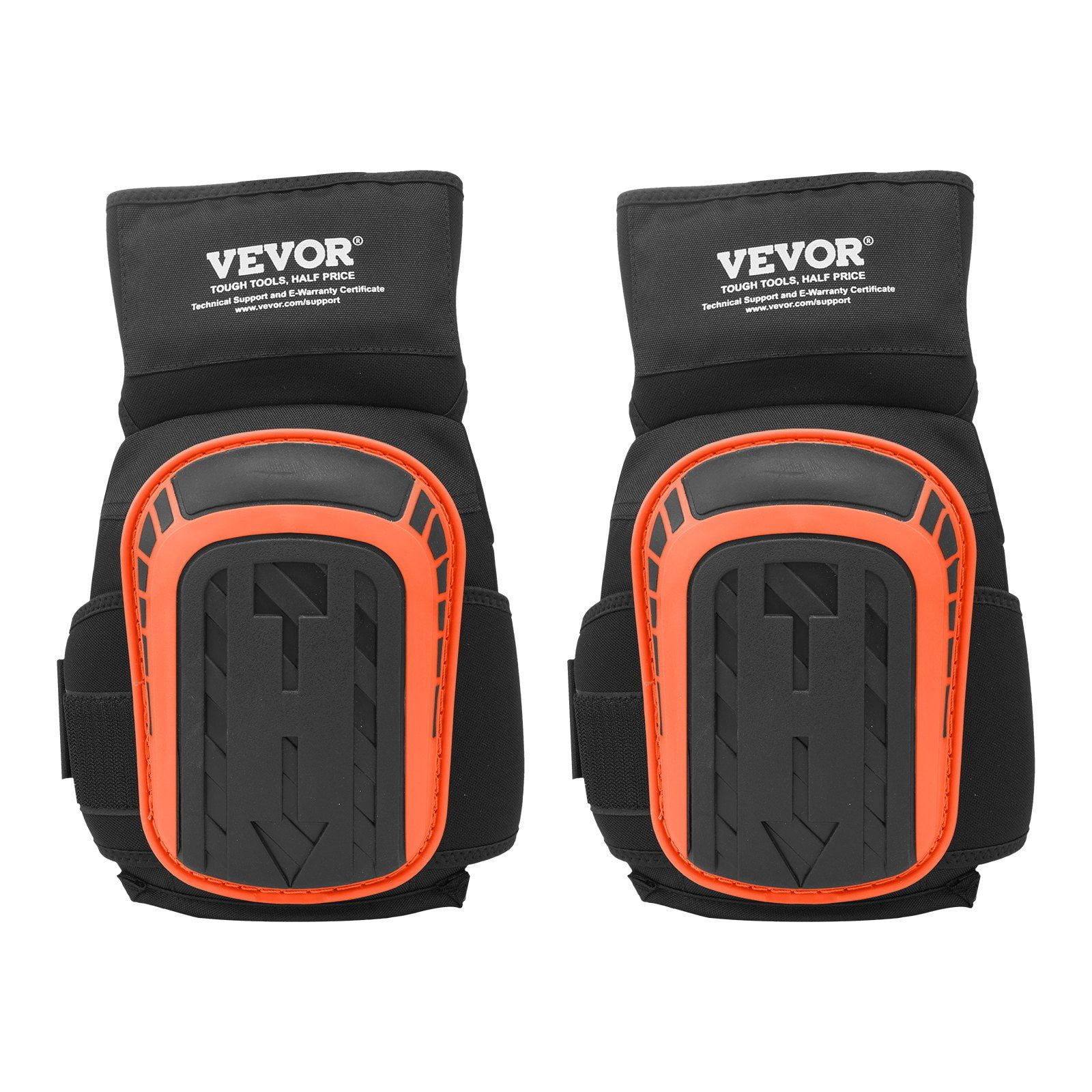 Heavy Duty Construction Knee Pads with Extension Straps Anti Slip Foam Gel for Men Women Gardening Flooring Roofing Cleaning Black Orange