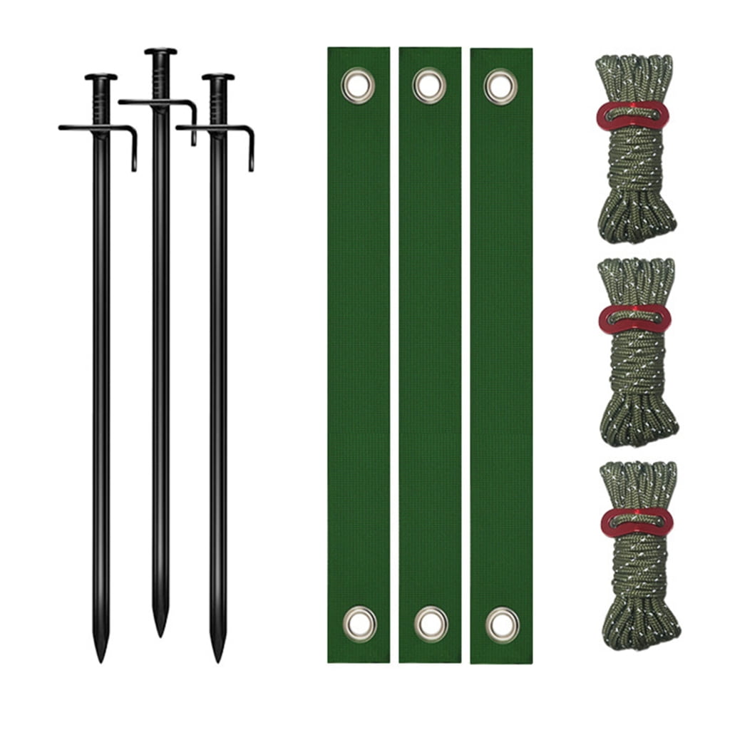 Loop Stake For Rope Heavy Duty Contorted Ground Stake Set Includes 30cm Iron Stakes Nylon ...