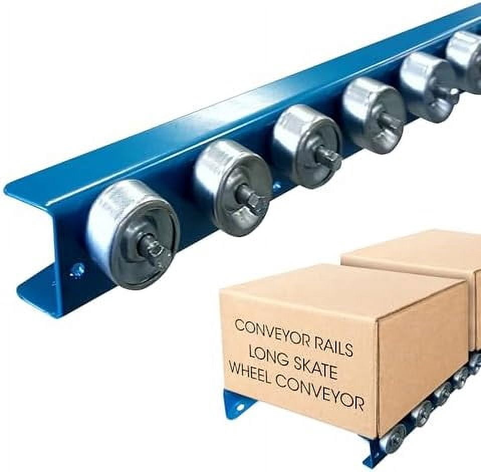 Heavy Duty Conveyor Rails – 5′ Flow Rail with Steel Skate Wheels for ...