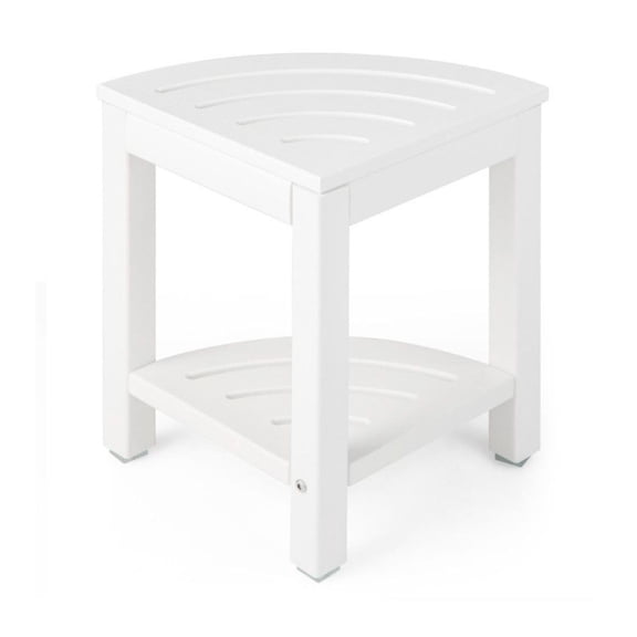 Heavy Duty Corner Shower Stool with Storage Shelf for Shaving Legs