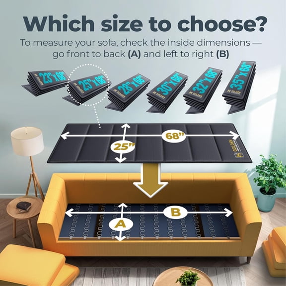 Heavy Duty Couch Cushion Support Board for Sofa (25 Inch × 68 Inch Wide) – Foldable, Moisture Resistant Wood Seat Saver to Fix Deep Sagging Cushions – Reinforced Grip, Breathable, Extra Strong