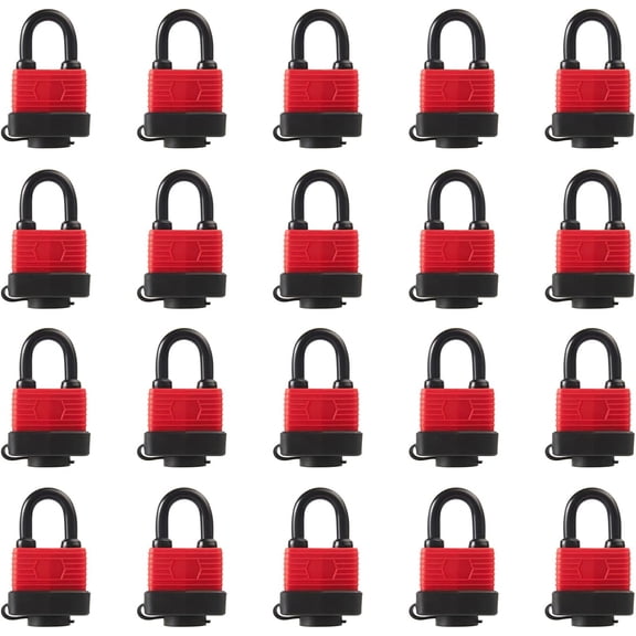 Heavy Duty Covered Laminated Steel Keyed Padlocks, Keyed Alike Locks,  Padlock for Outdoor use, 1.4 inch Shackle-Pack of 20