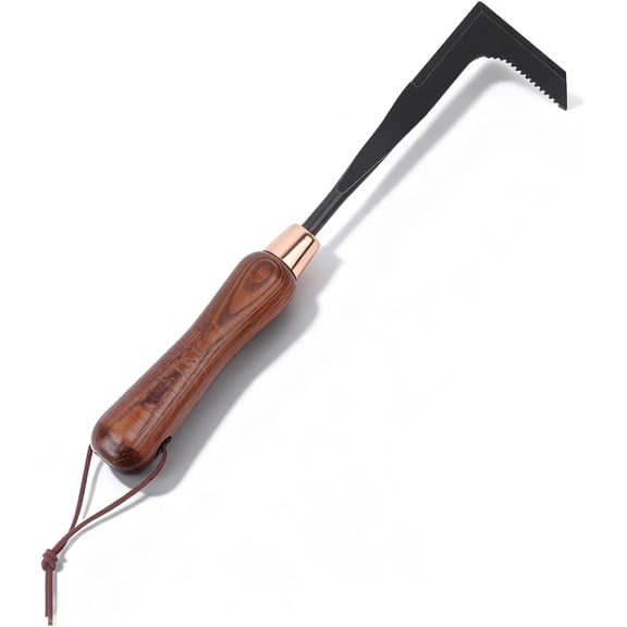 Heavy Duty Crack Weeder Tool, Crevice Weeding Tool for Garden Lawns, Courtyards, and Patio Paving with Moss, L-Shaped Manual Weeder, Wooden Handle Gardening