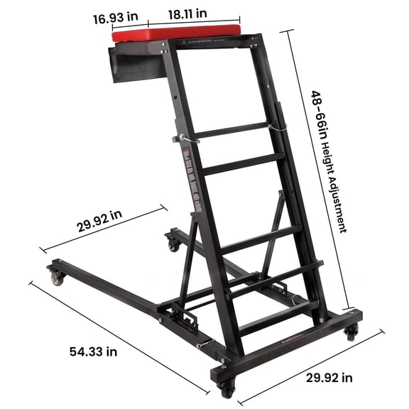 Heavy Duty Creeper 400 LBS Load, Adjustable High Top Automotive Creeper w/ 4 Rolling Swivel Casters, Padded Deck for Car Engine Repair Workshop Maintenance