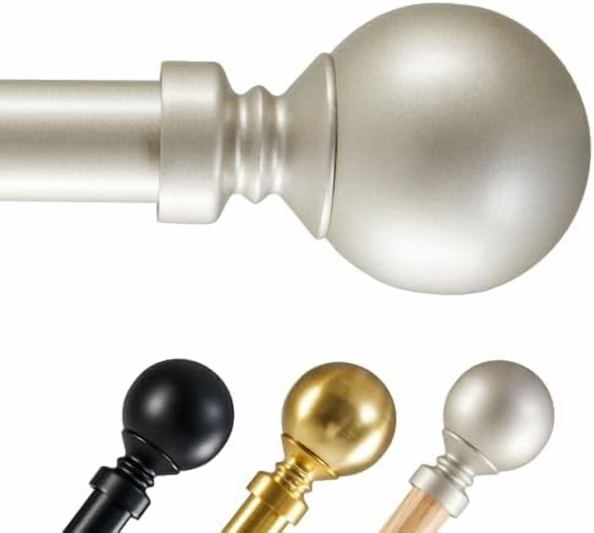 Heavy‑Duty Curtain Rod 48‑84 Inch, 1 Inch Grey Metal Rod, Adjustable ...