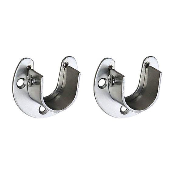 Heavy Duty Curtain Rod Brackets 2PCS U Shaped Rod Holder Stainless Steel Closet Rod Support with Screws Silver