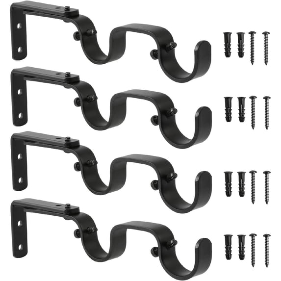Heavy Duty Curtain Rod Brackets - Adjustable Double Rod Holders, 1 Inch ...