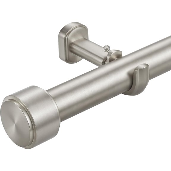 Heavy Duty Curtain Rods,1 1/4" Large Diameter Premium Nonadjustable Curtain Rod,108in/9ft Custom Window Treatment Rods with Durable Aluminum Brackets and End Caps,Brushed Nickel Finish