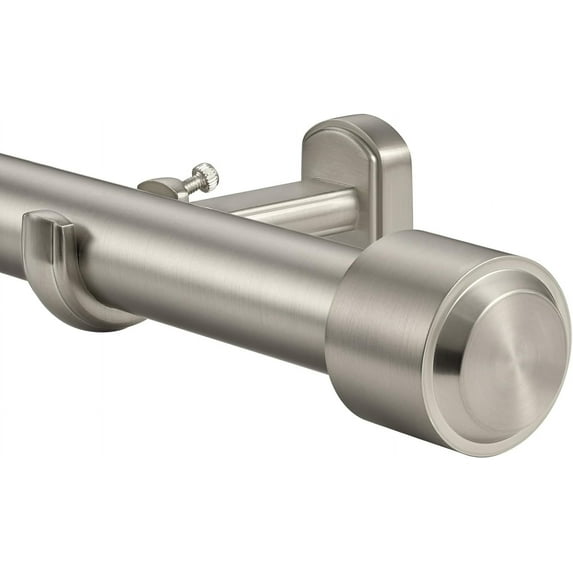 Heavy Duty Curtain Rods, 1 1/8 Inch Diameter Single Curtain Rod 72-144Inch(6-12ft) Extendable Length with End Caps Adjustable Modern Brackets-Matte Nickel